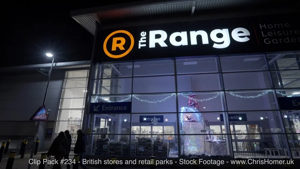 British retail parks and stores stock video footage