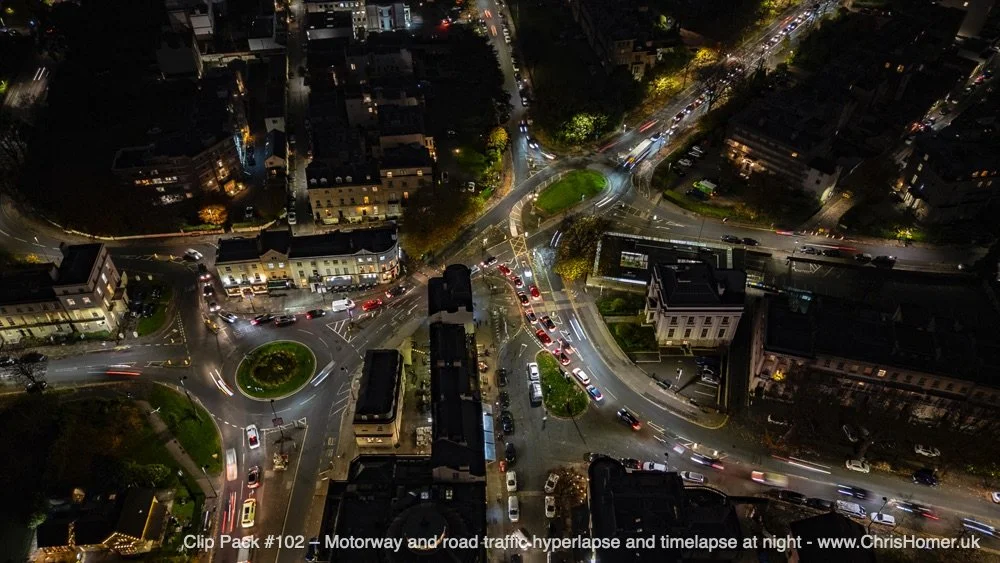 Clip Pack #102 – Motorway & Road Traffic Hyperlapse & Timelapse Stock Footage (Night)