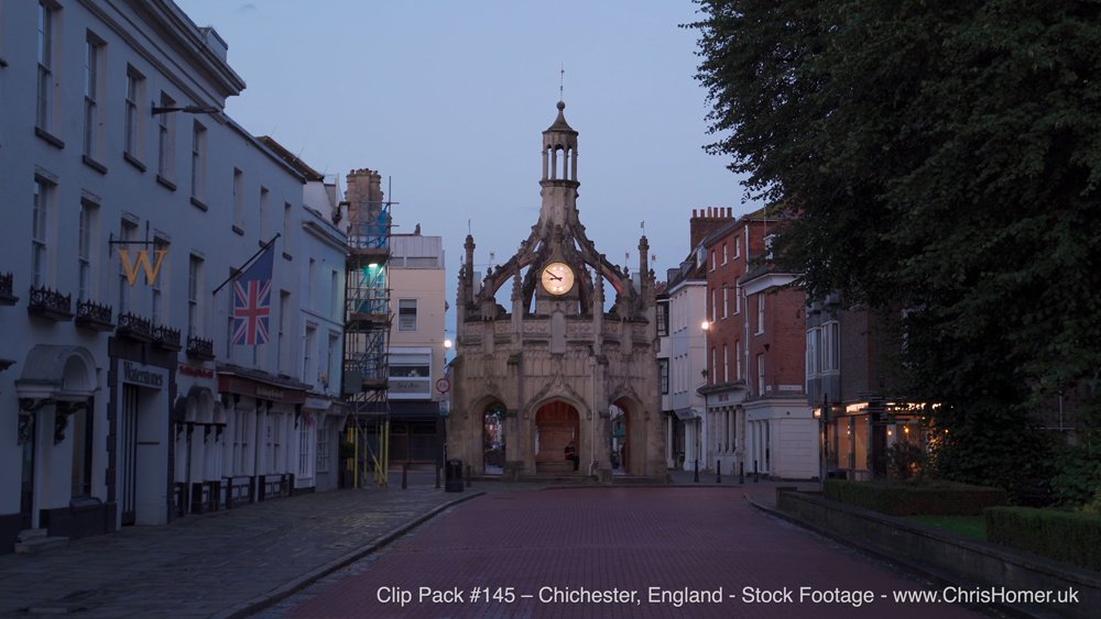 Chichester cross at dusk stock footage in 4K premium quality clip pack