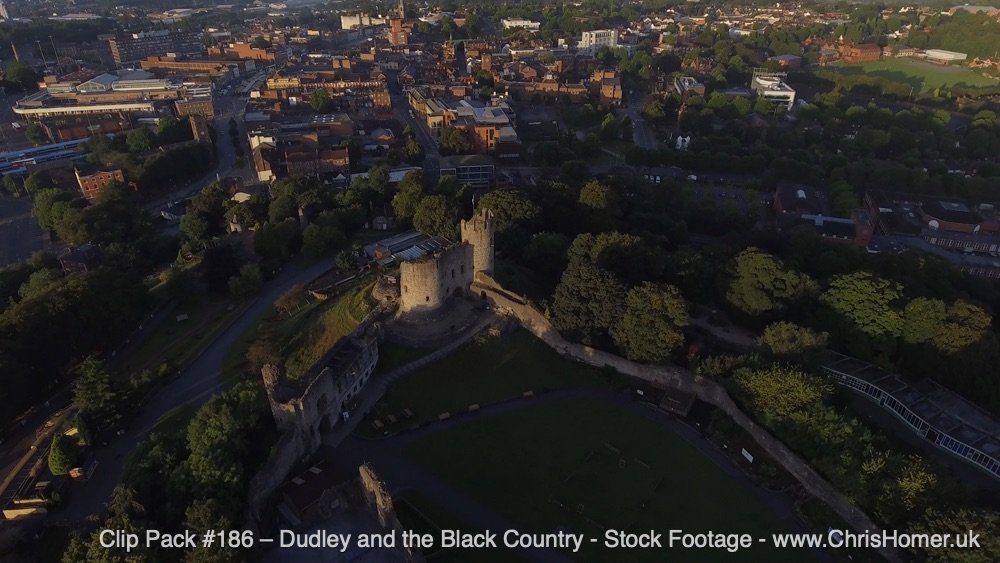 DudleyDudley castle aerial view royalty free download stock footage video clip stock video footage