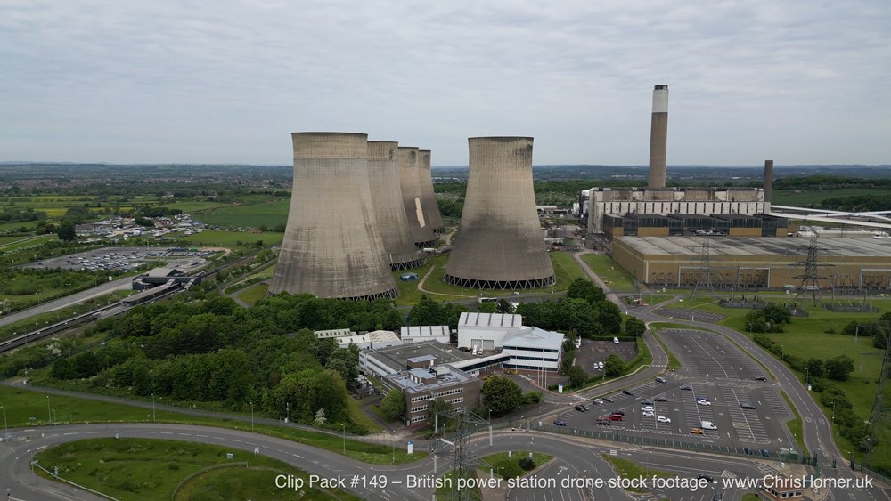 Ratcliffe-on-Soar Power Station drone stock video footage