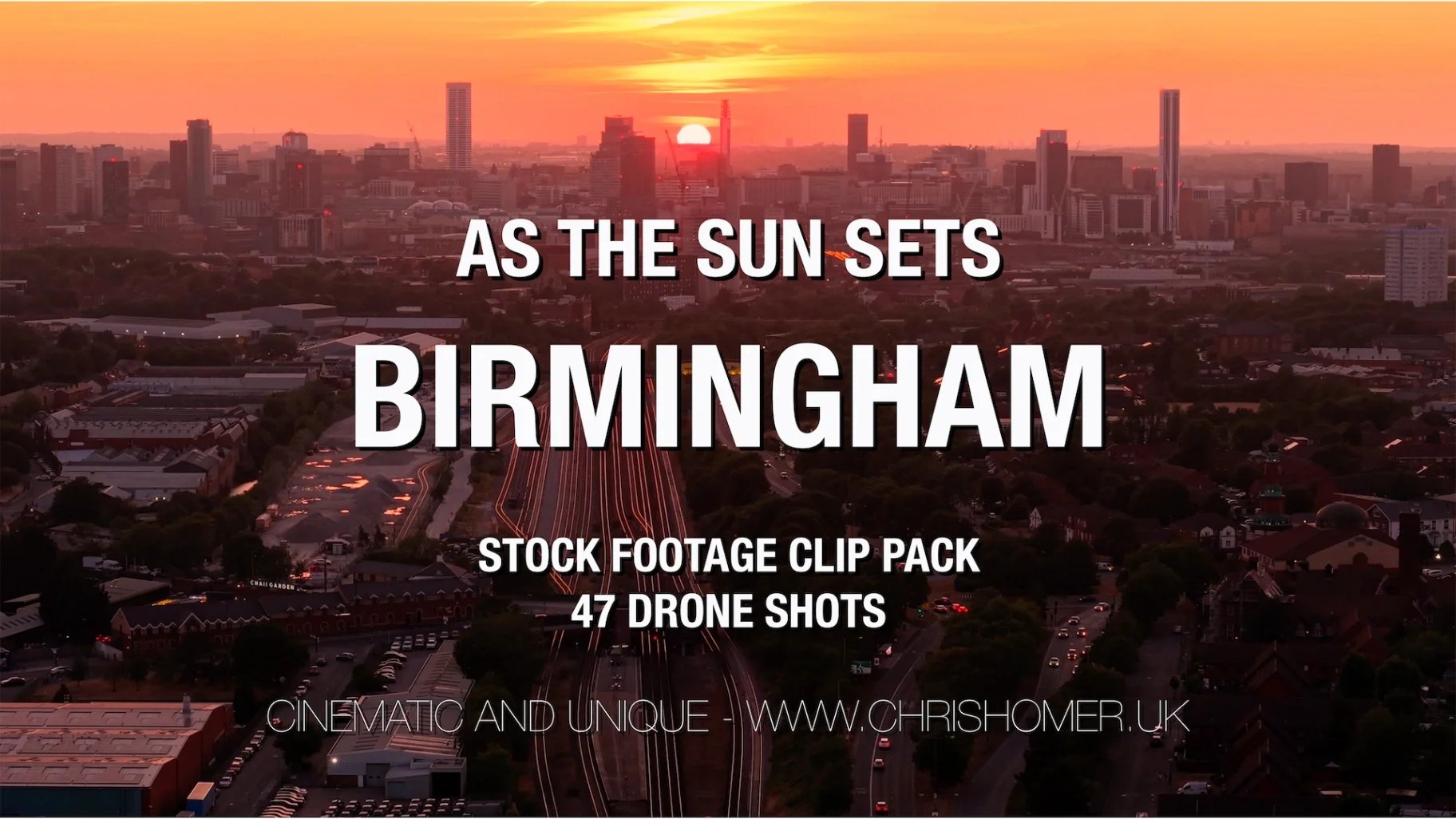 Birmingham sunset drone stock video footage