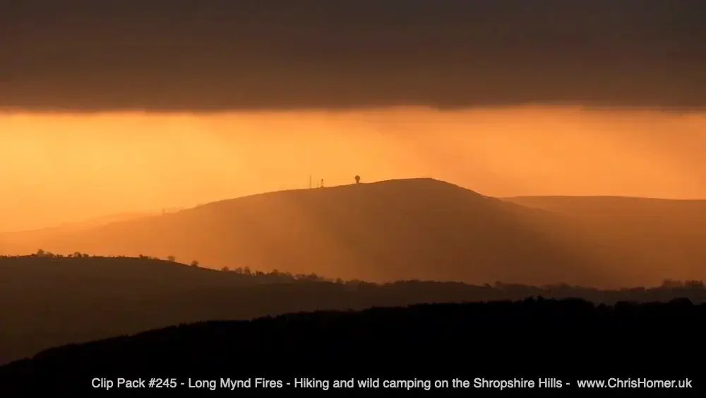 Clip Pack #245 - Long Mynd Fires - Hiking and Wild Camping on the Shropshire Hills Stock Footage