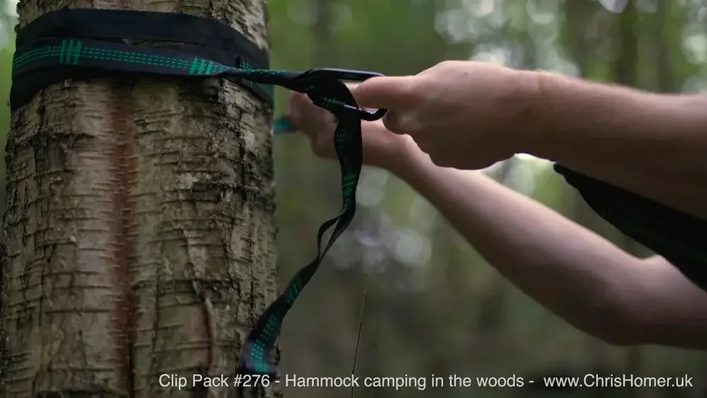 Hammock camping in the woods stock video footage