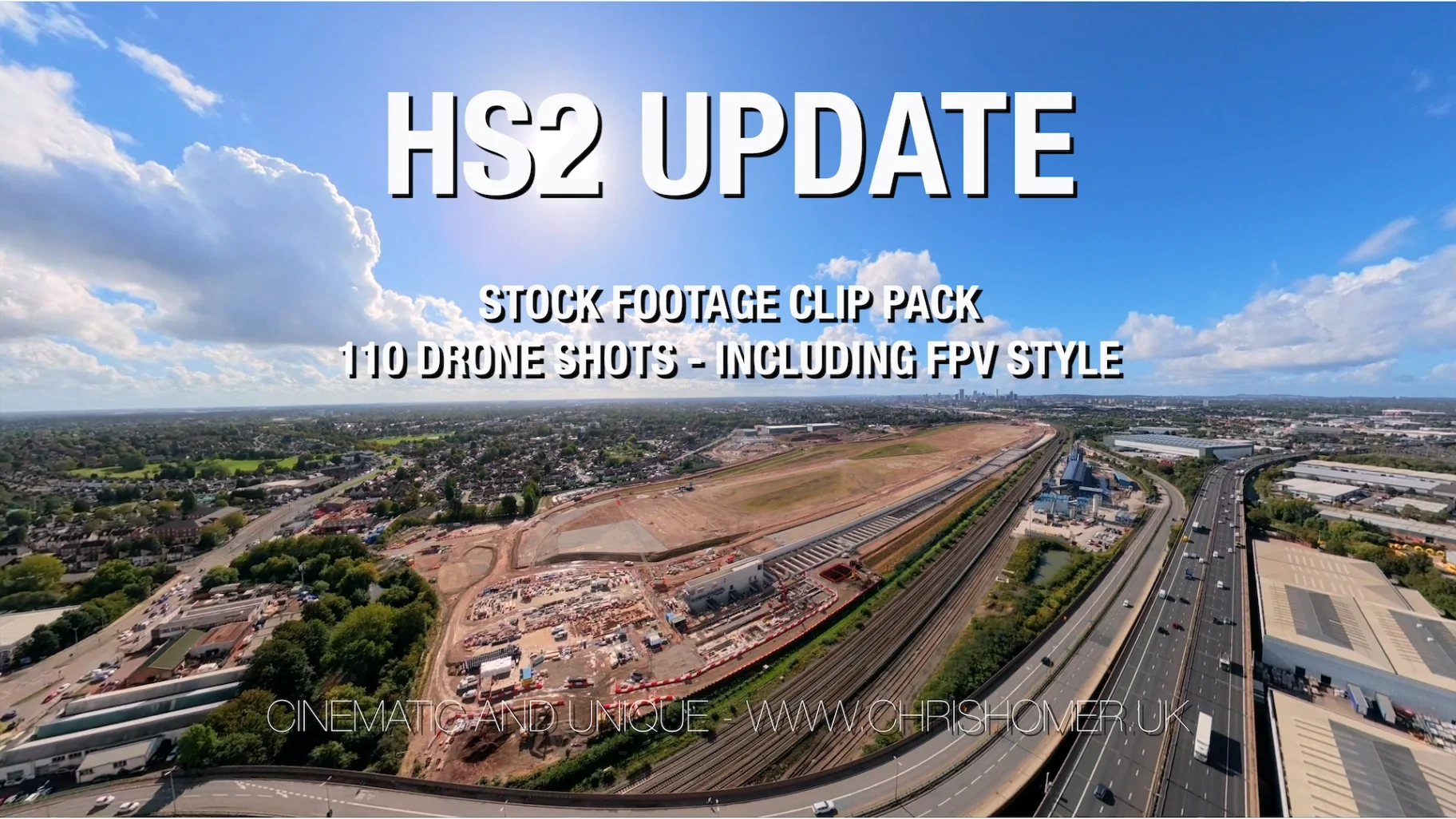 Drone aerial view of HS2 Birmingham, 4K Royalty Free Video