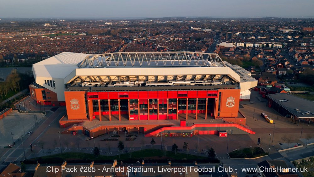 Anfield Stadium, Liverpool Football Club Drone Stock Footage