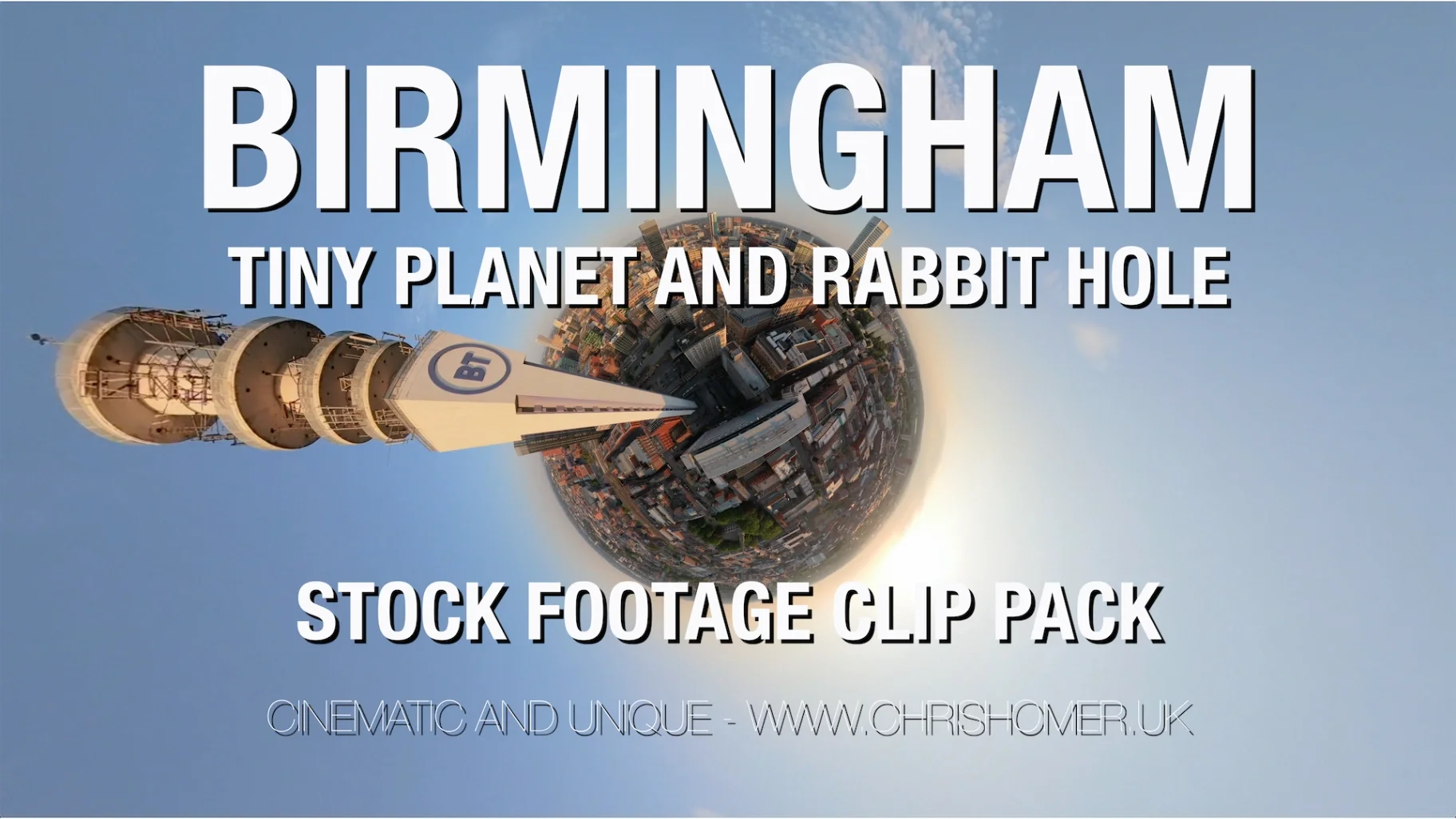 Birmingham stock video footage, tiny planet and rabbit hole shots