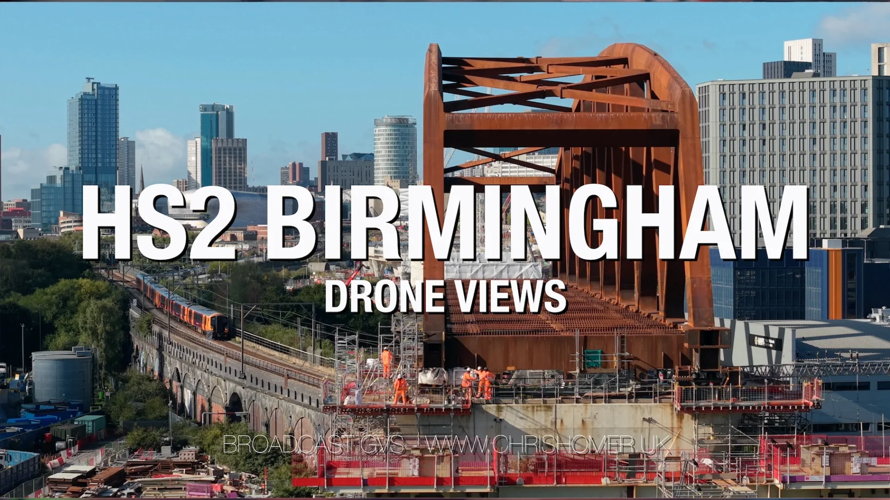 HS2 Birmingham drone views www.ChrisHomer.uk Stock video footage