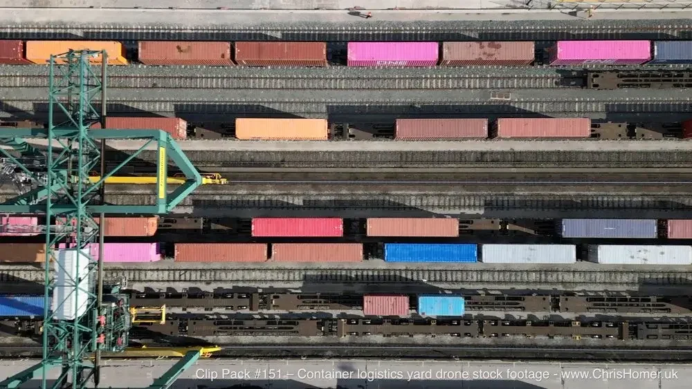 Clip Pack #151 – Shipping Container and Logistics Yard Drone Stock Footage & Timelapse