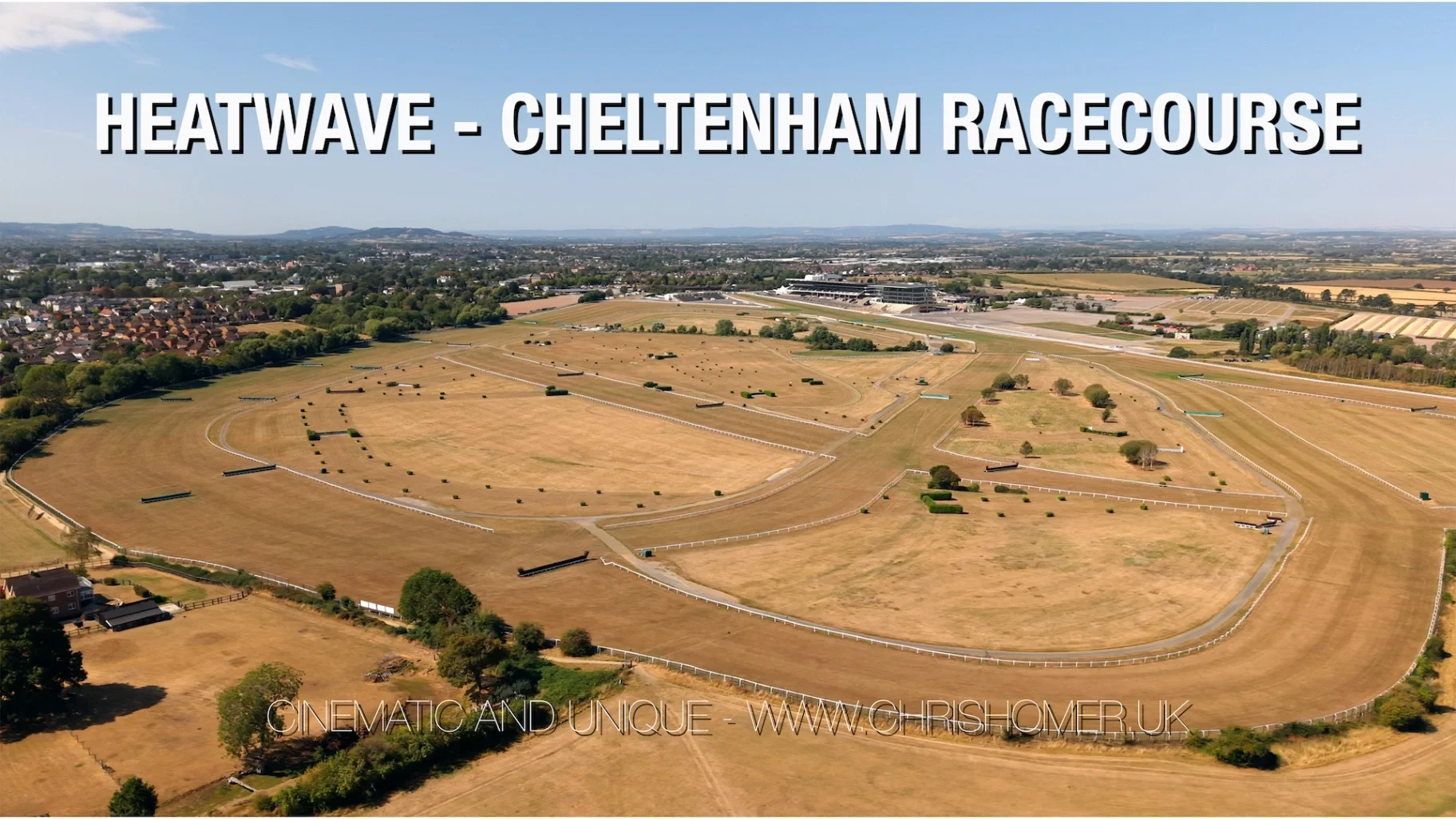 Cheltenham Racecourse - Summer Heatwave | Drone Stock Footage - Pack 343