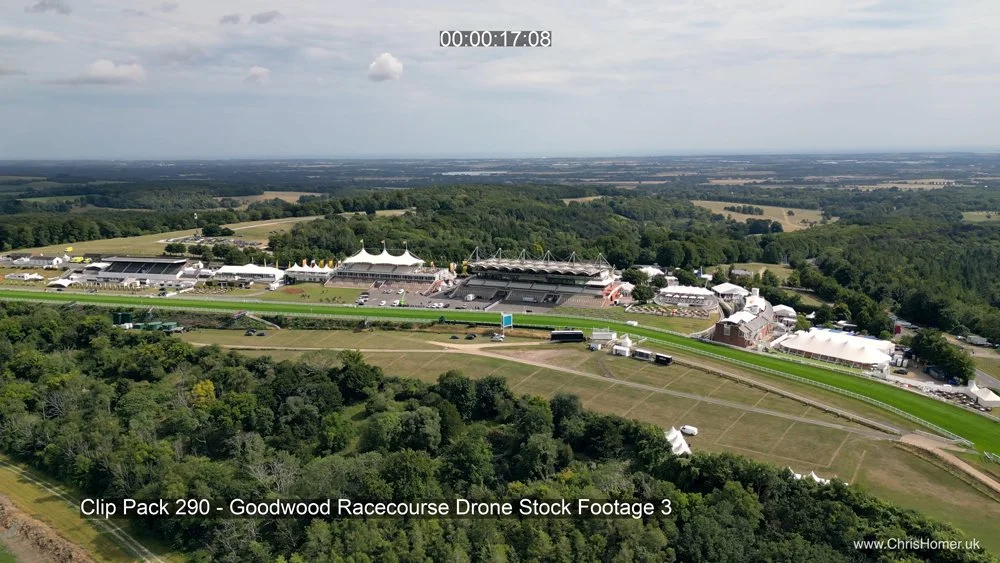 Goodwood racecourse drone stock footage