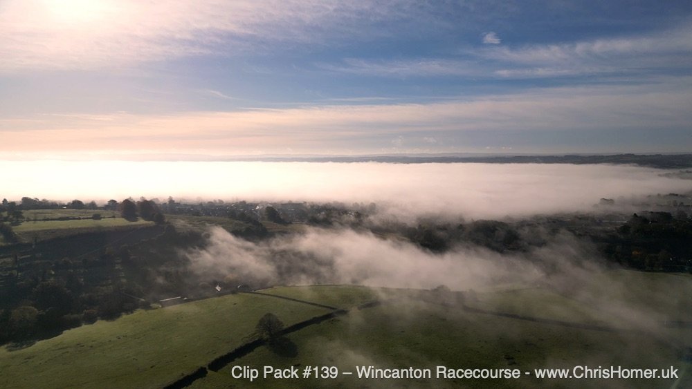 Wincanton racecourse drone stock video footage with cloud inversion weather