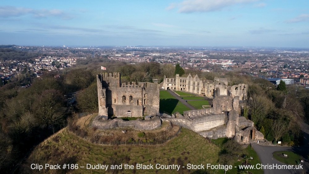 Dudley castle drone aerial view 4K download
