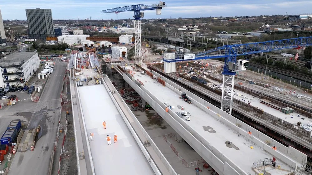 High-speed rail construction stock video footage