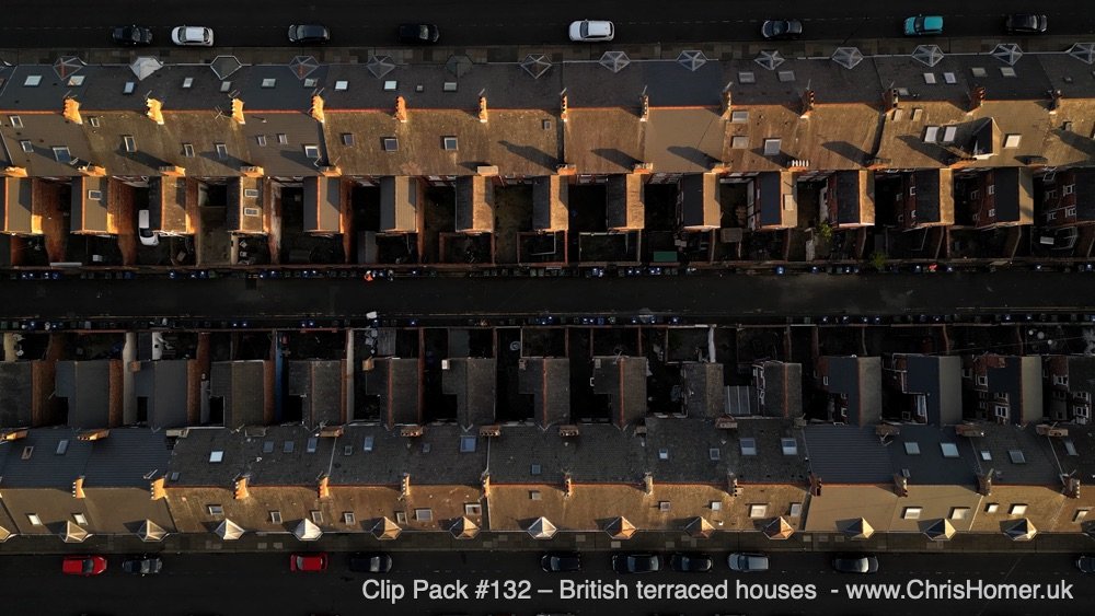 Terraced houses drone stock footage