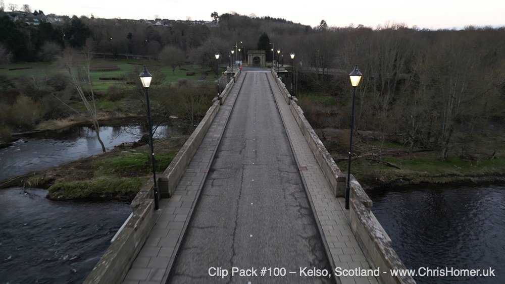 Kelso bridge drone view, royalty free video download