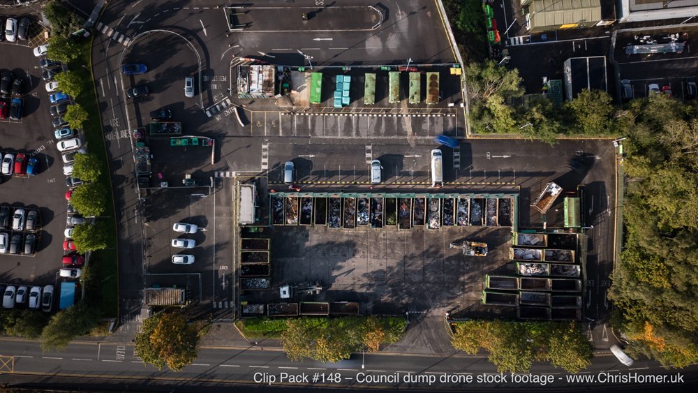 Council dump and recycling centre drone timelapse stock footage