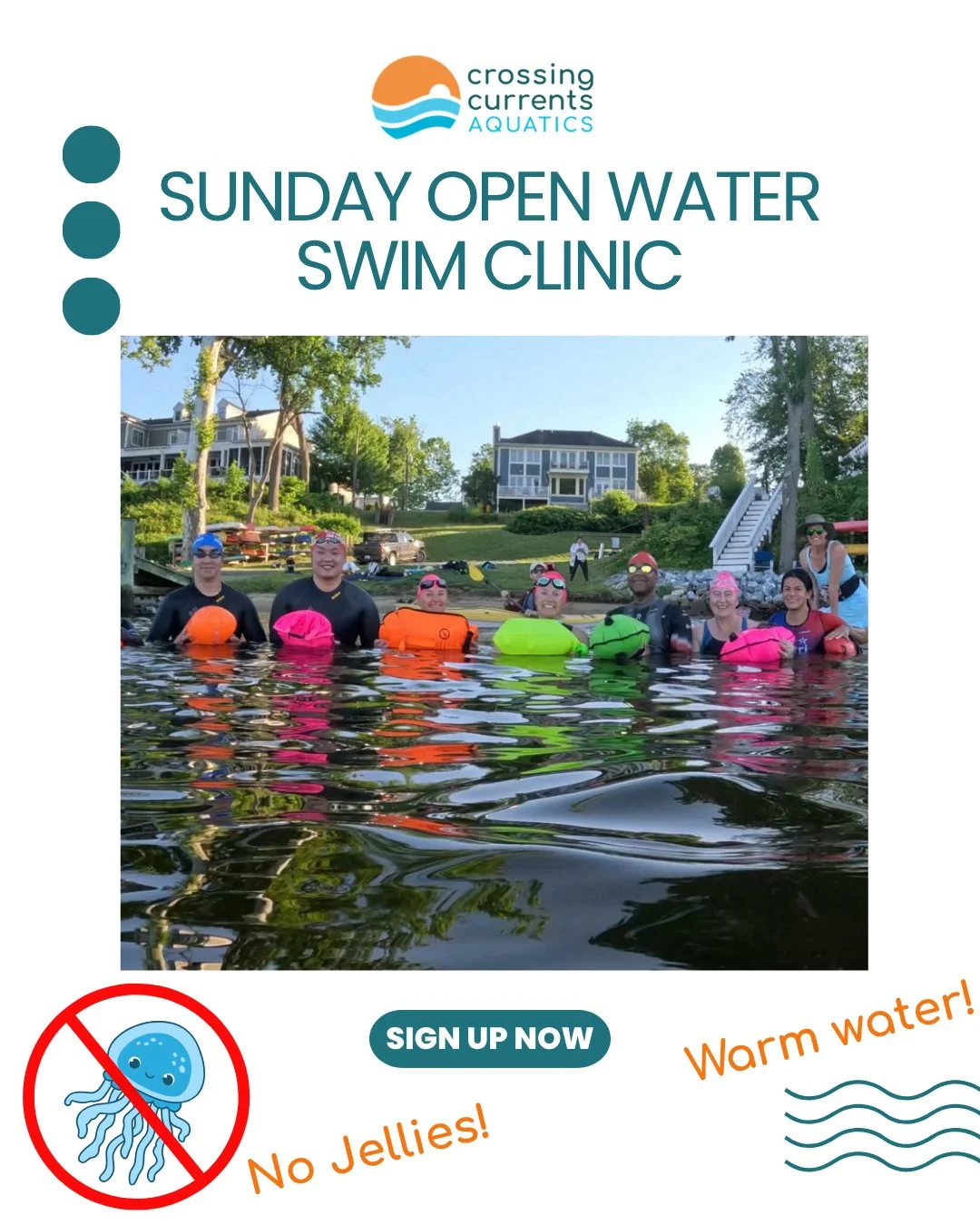 🏊 Sunday Open Water Swim Clinic &mdash; All Levels Welcome!

Ready to test your open water skills in a safe, supported setting? Join us this Sunday for a lifeguard-supported, buoy-marked swim with three distance options: 100M, 400M, or 650M &mdash; 