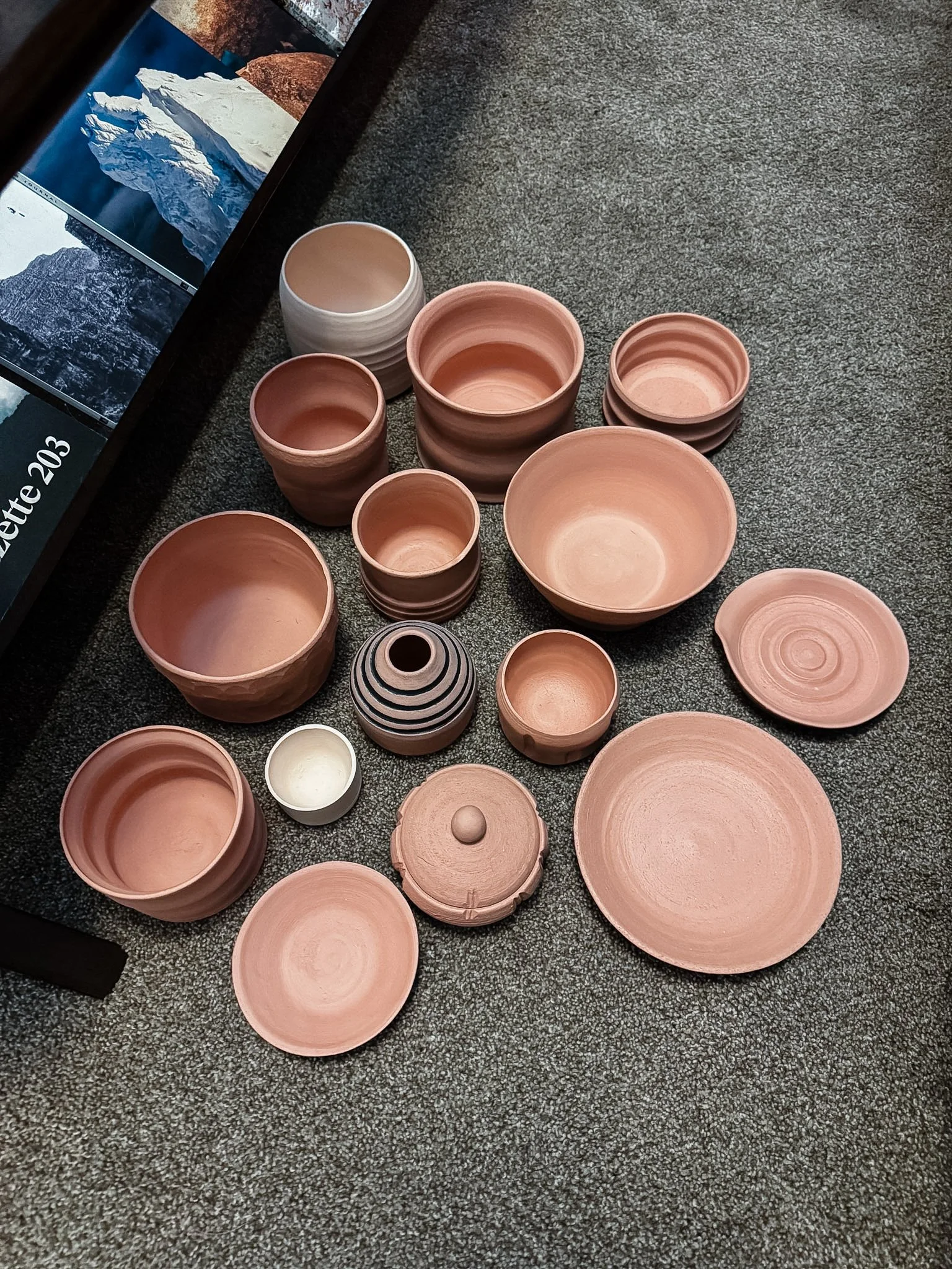  Fresh from bisque firing! Not a single crack in anything! Feels like a huge success. 