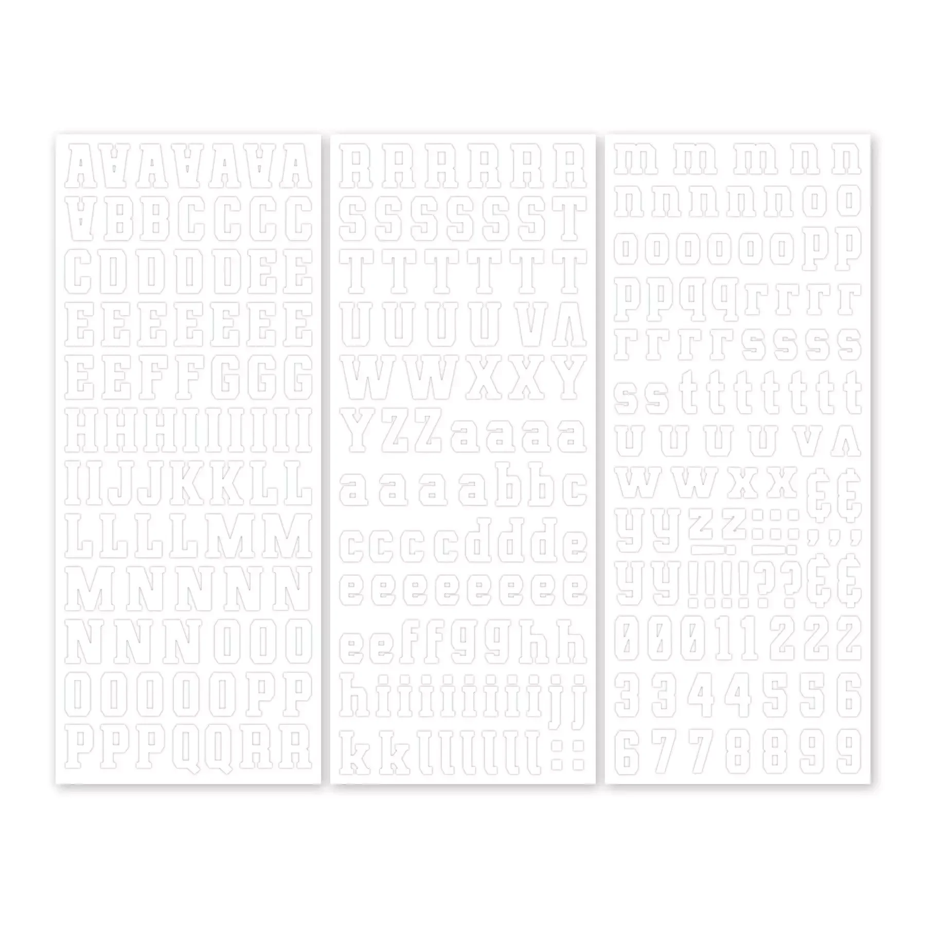 White Collegiate ABC/123 Stickers (3/pk)