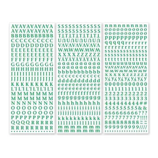 Kelly Green Collegiate ABC/123 Stickers (3/pk)
