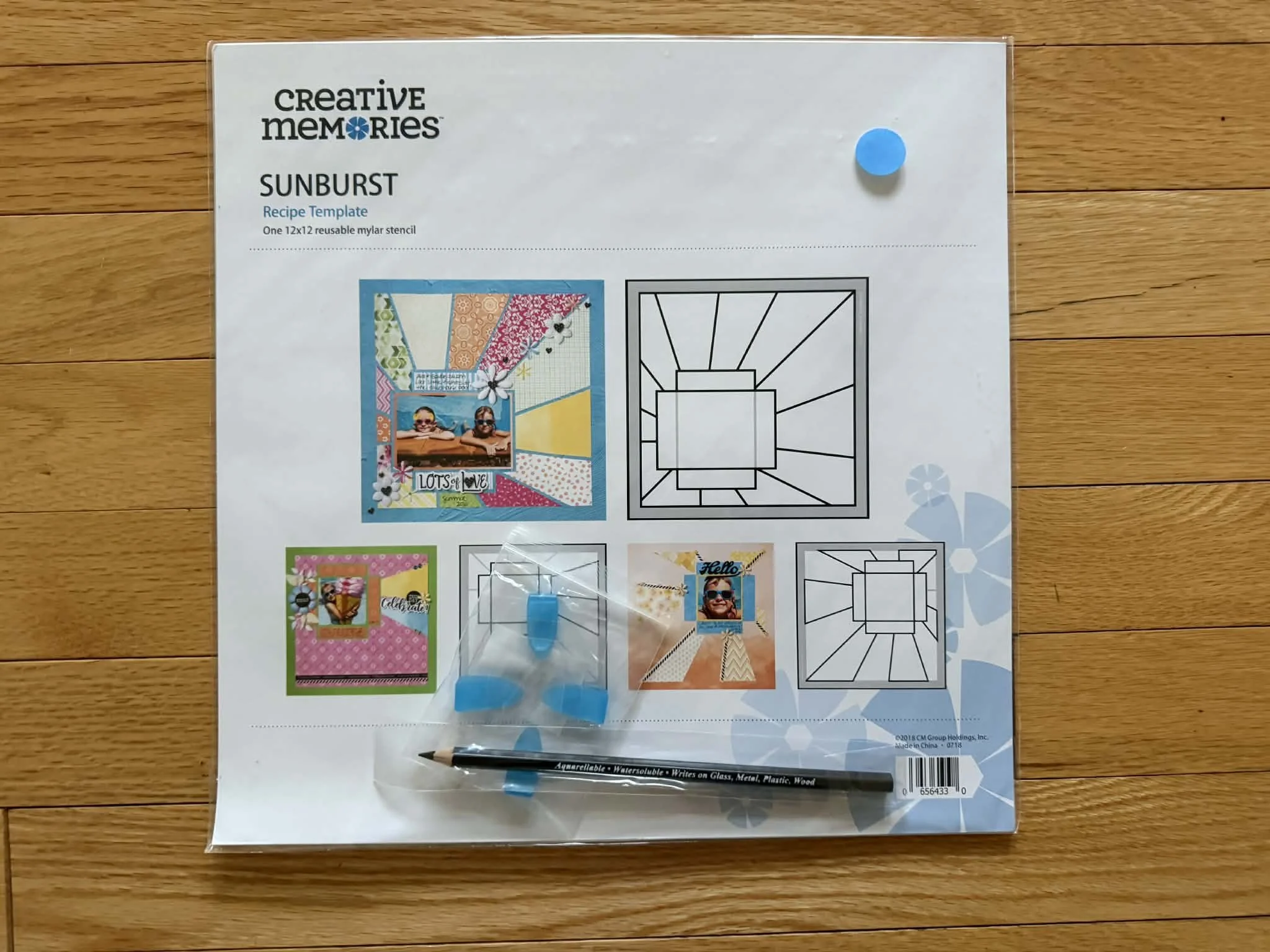 Sunburst recipe template with pencil and clips