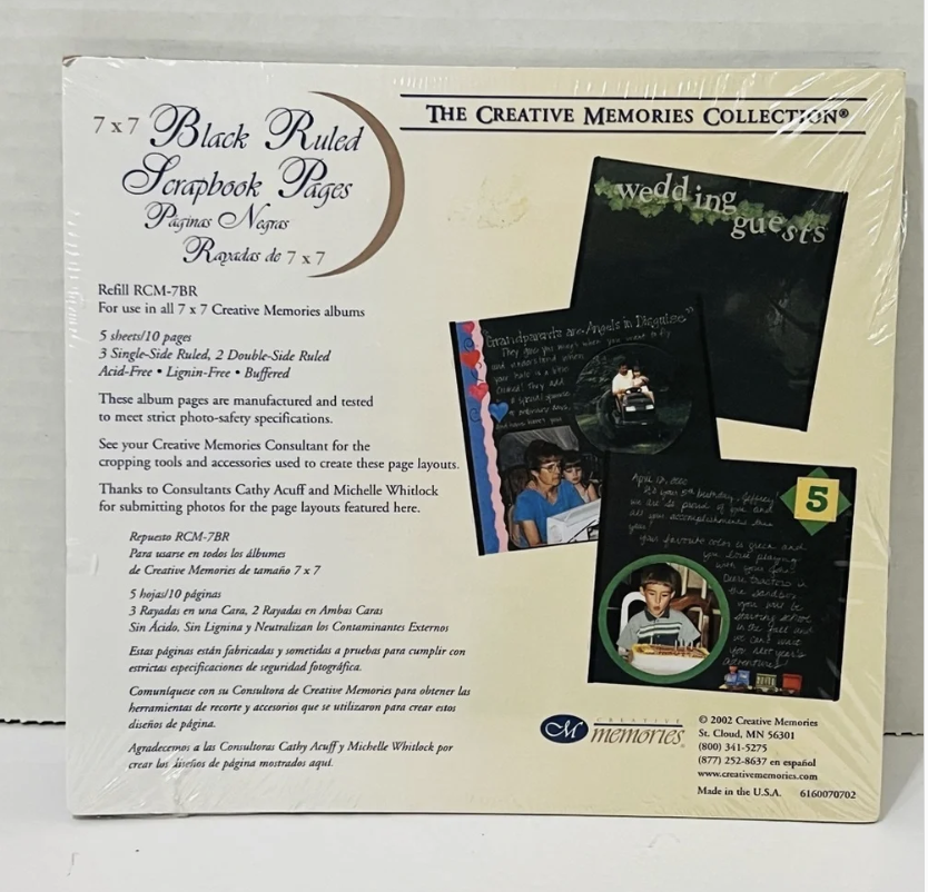 7X7 Black Ruled Scrapbook Pages