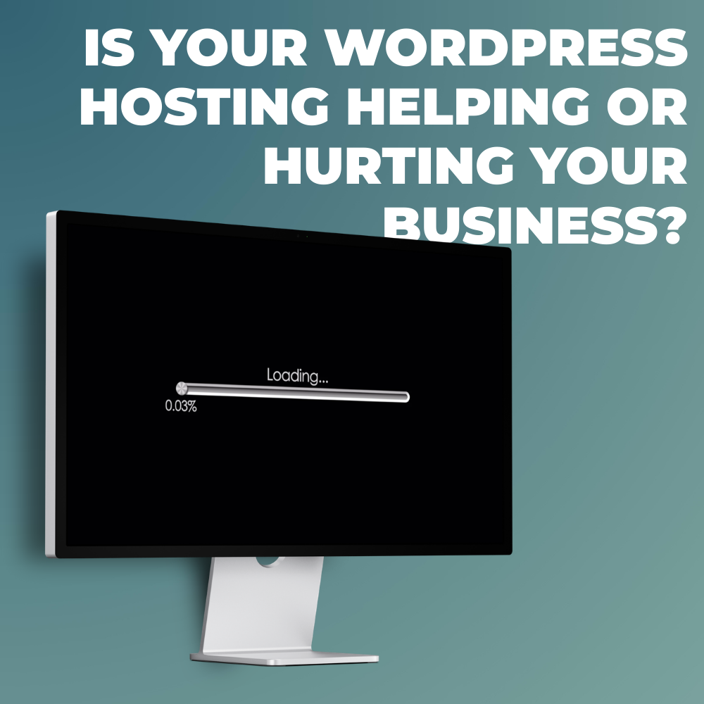 Graphic of a computer with wordpress hosting problems and the screen says loading with the bar not loading