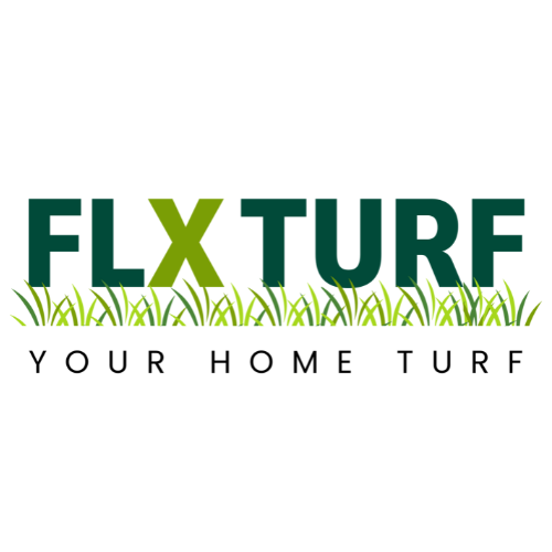 Logo for FLX Turf with green grass and tagline 'Your Home Turf'