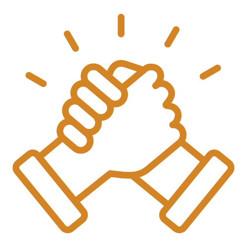 Two hands giving a fist bump with lines radiating from the point of contact.