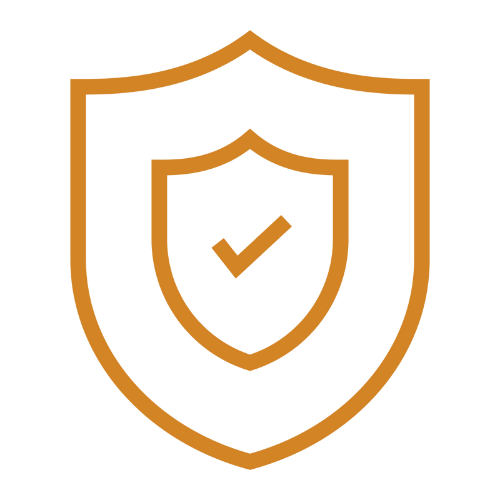Outline of a shield with a smaller shield inside that contains a check mark, representing security or protection.