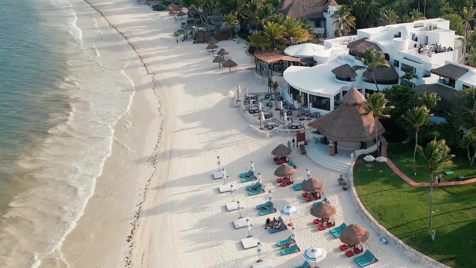 Belmond Maroma luxury wedding venue with modern architecture, white sand beach, and ocean views in Riviera Maya, Mexico