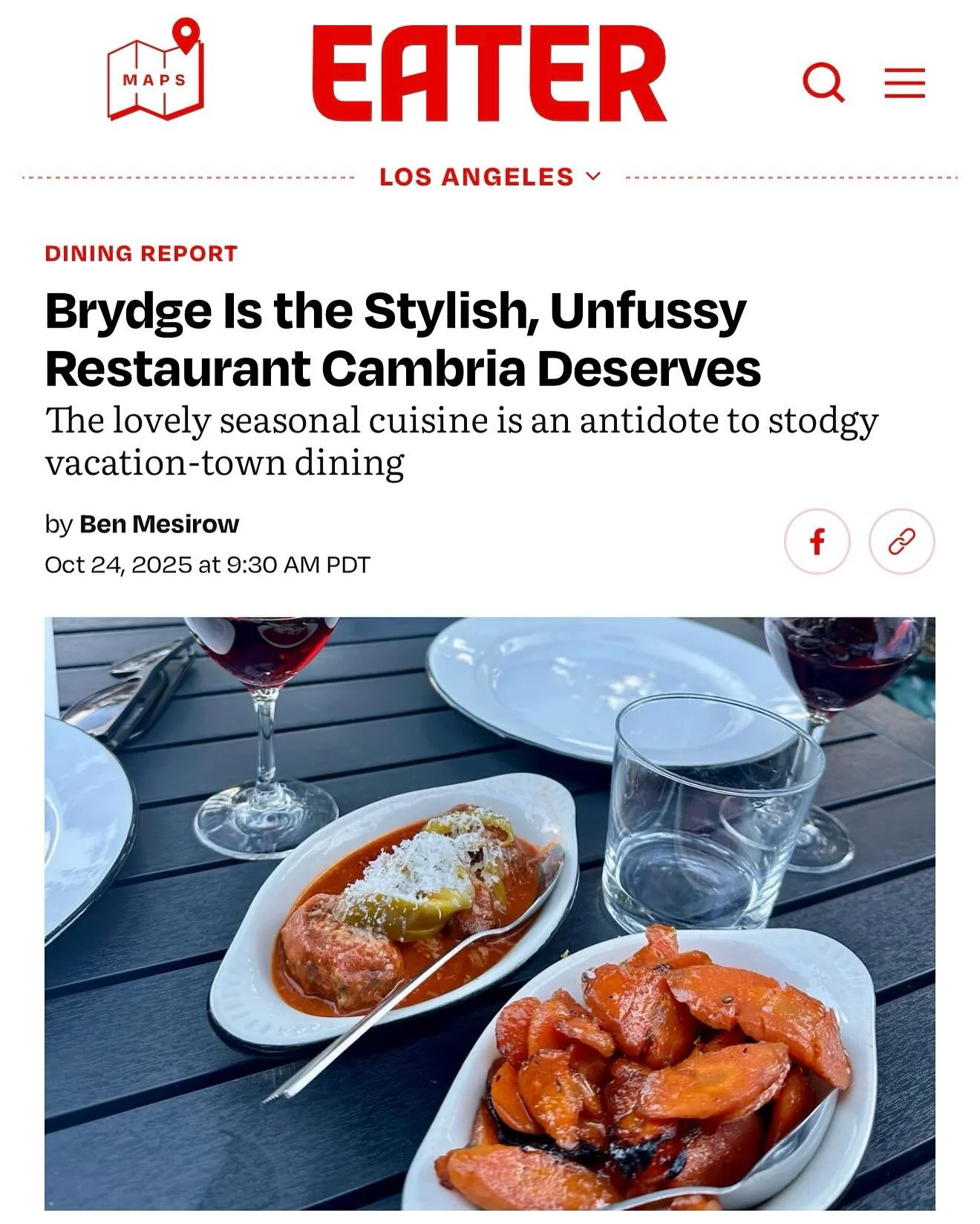 Wow&hellip; we&rsquo;re blushing ☺️ Thanks @eater_la ✨✨