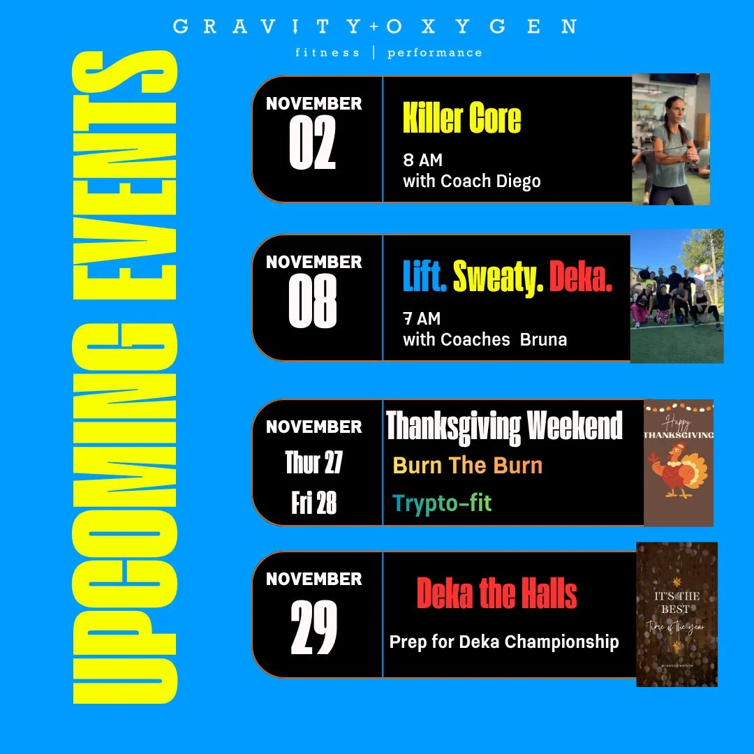 🍂✨ November upcoming events, and we&rsquo;re gearing up for an unforgettable month filled with grit and gratitude! 💪🔥 First up, brace yourselves for KILLER CORE on November 2nd at 8 AM! Coach Diego is ready to challenge you like never before! 💥💪