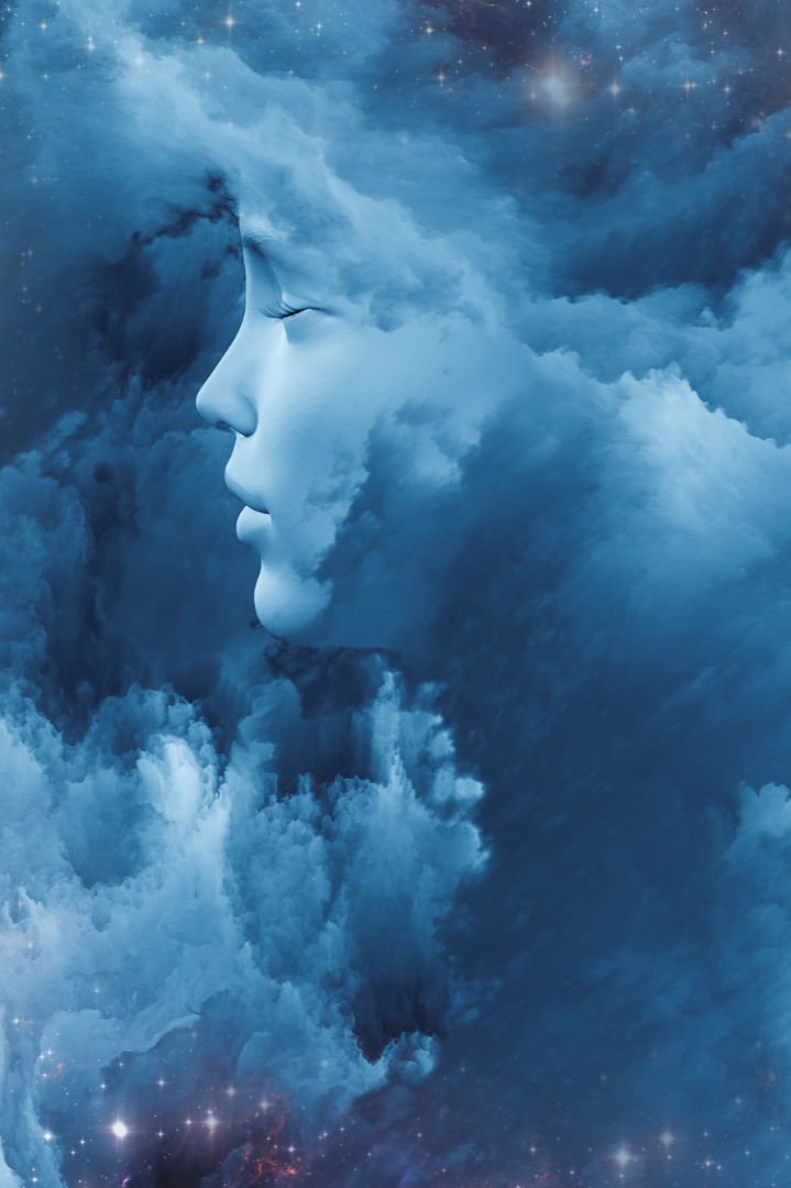 dream face in clouds