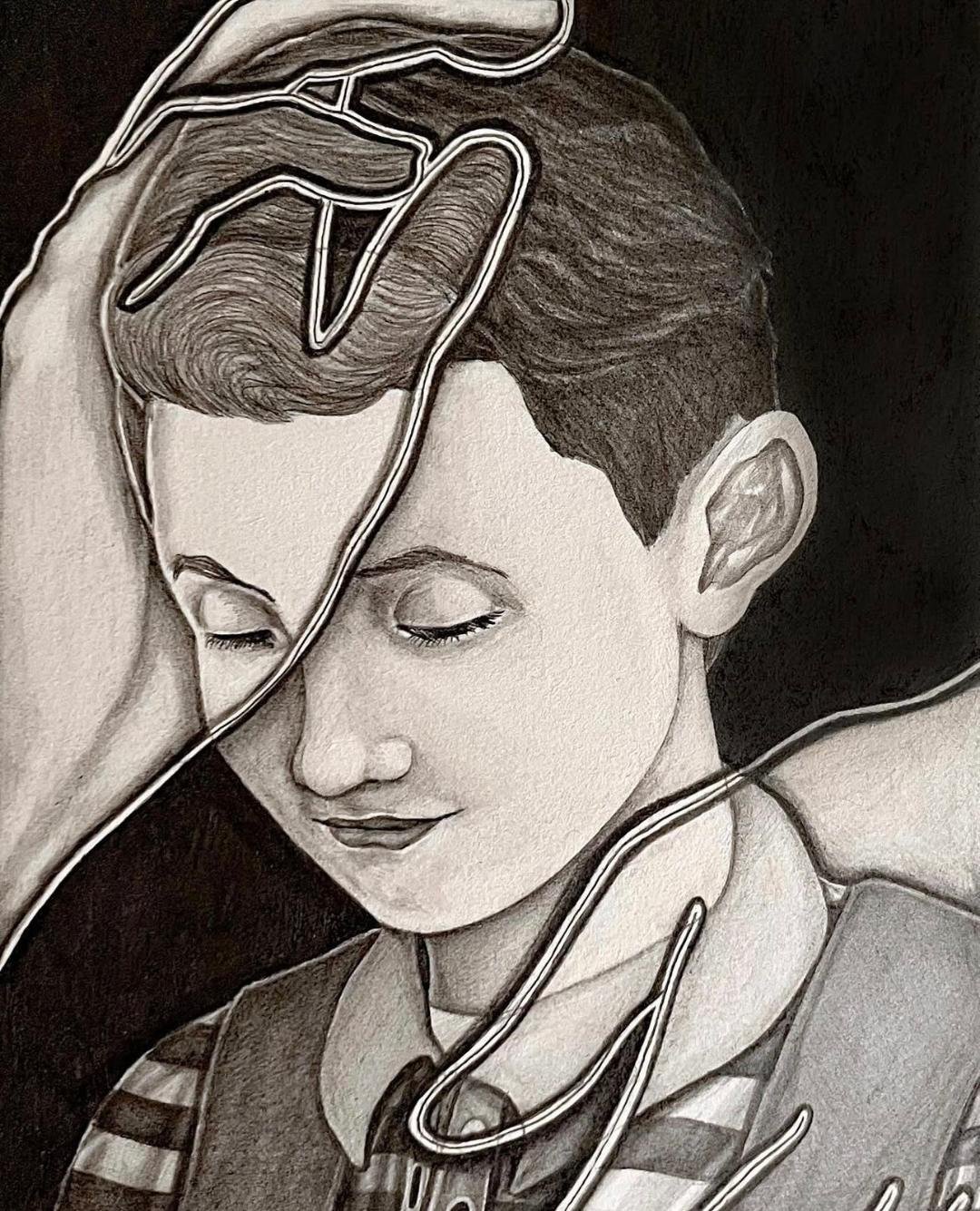 Dichos De Mis Padres, no. 2, 2024, Graphite Drawing on Toned Paper, Image Size 10 x 7 inches on 15 x 11 inch paper