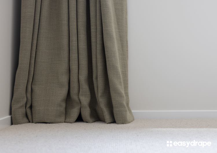 Puddle hem detail on a made-to-measure curtain