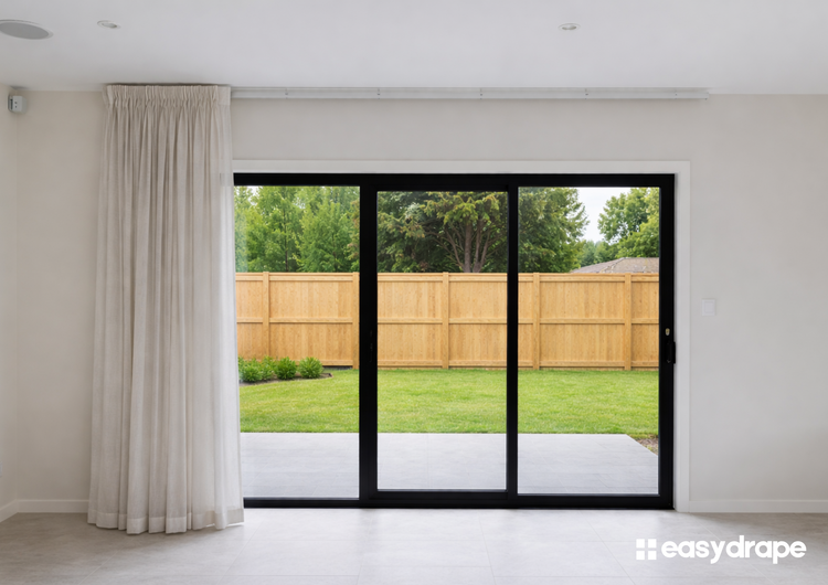 Sheer and blockout curtains together on one dual track