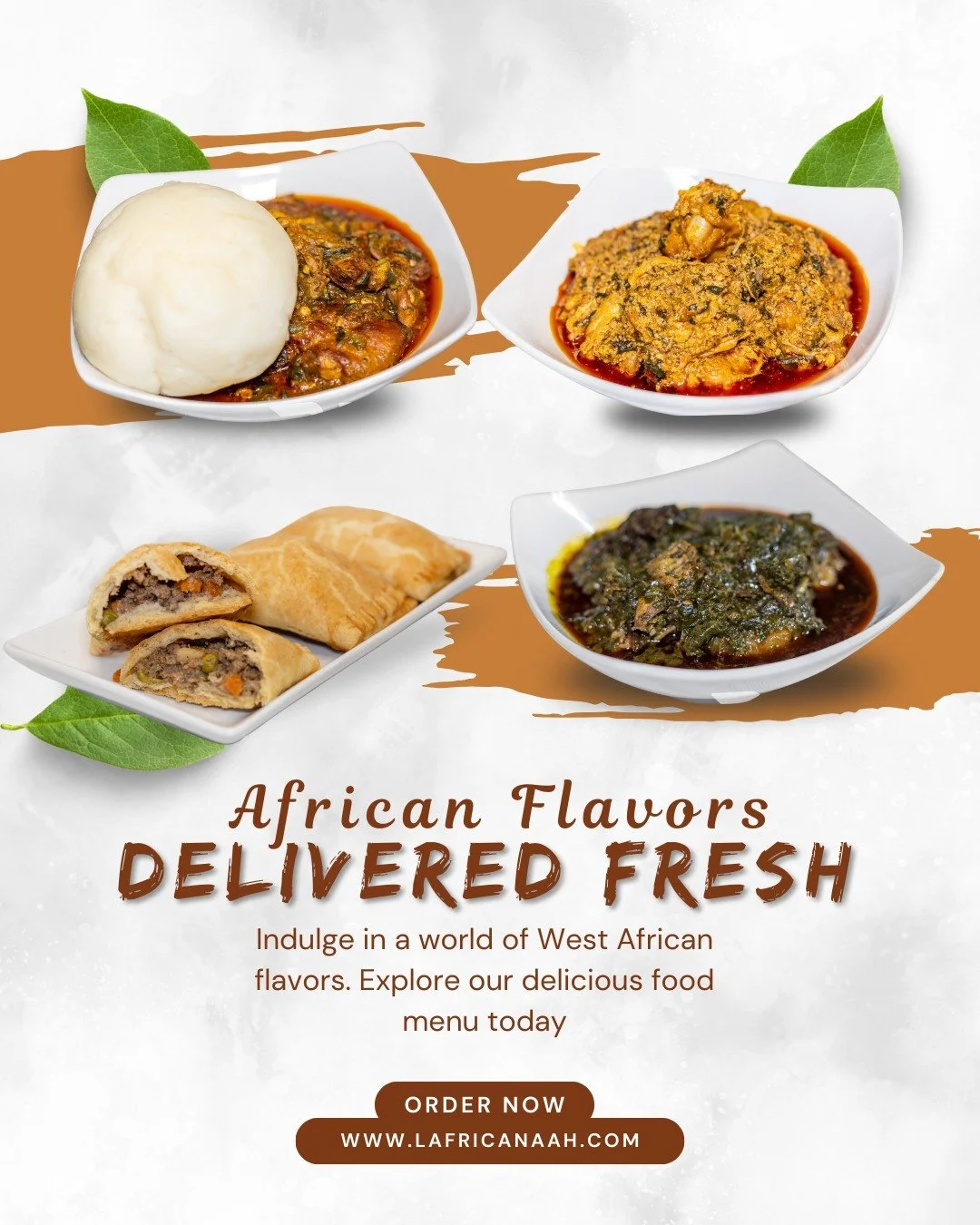 Home-style flavors. Fast delivery. 
Our West African menu is a celebration of culture and taste, made for you to enjoy anytime, anywhere.

Order today on www.lafricanaah.com and let us bring the taste of Africa to your table.

#westafricantaste #door