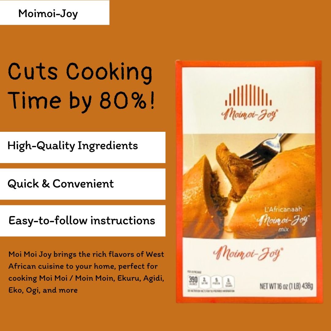 Who says making moimoi has to be a long, messy process? With Moimoi-Joy Mix, you can enjoy rich, flavorful moimoi in just a few simple steps!

Why You&rsquo;ll Love It:
✔️ No stress &ndash; Skip the hassle of soaking and blending beans
✔️ Authentic a