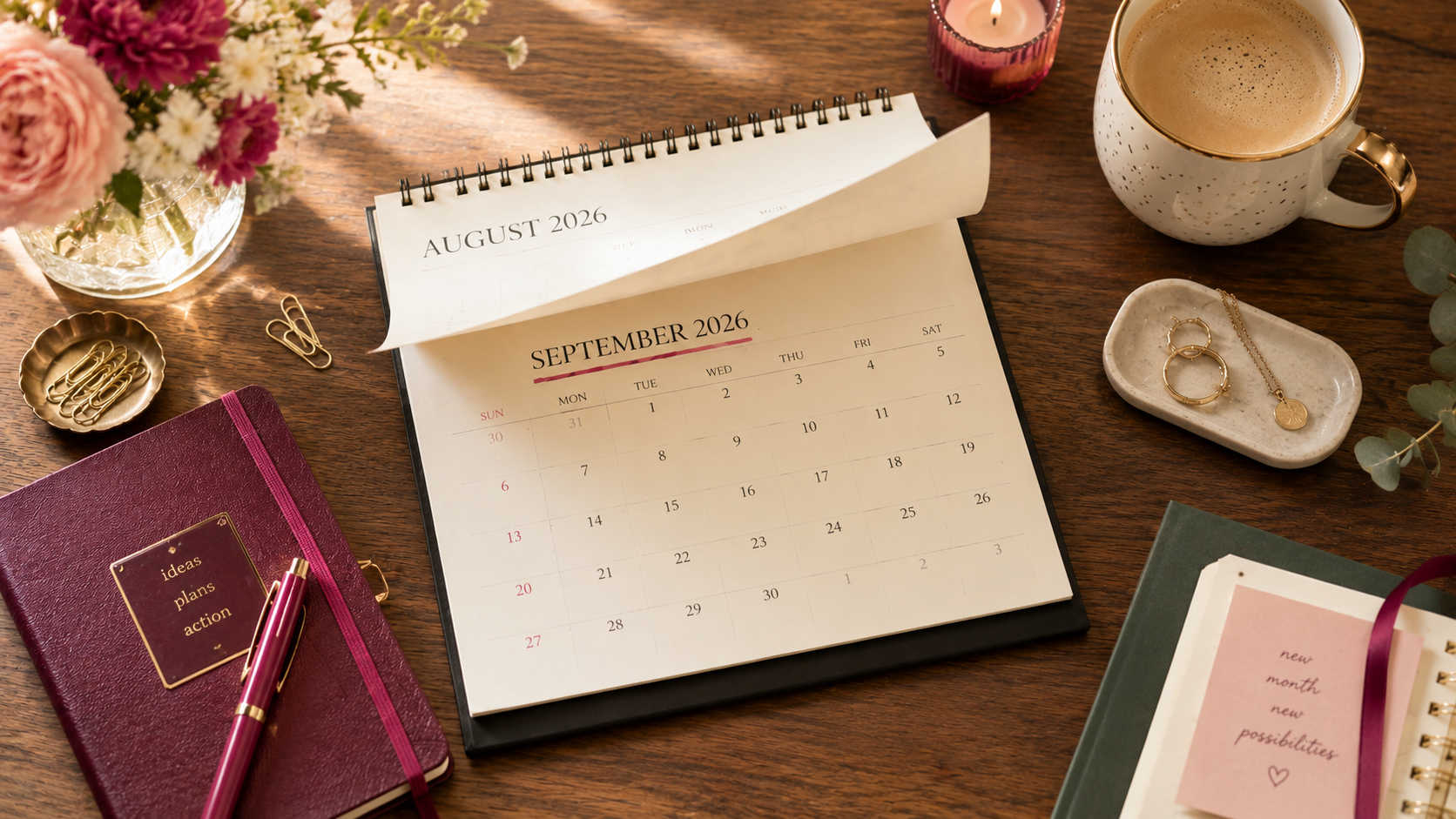August calendar turning to September 2026 on a desk, representing the September Surge and fall hiring season.