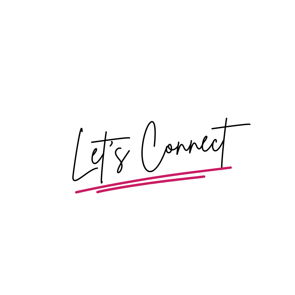 Black stylized text 'Let's Connect' and a hot pink underline