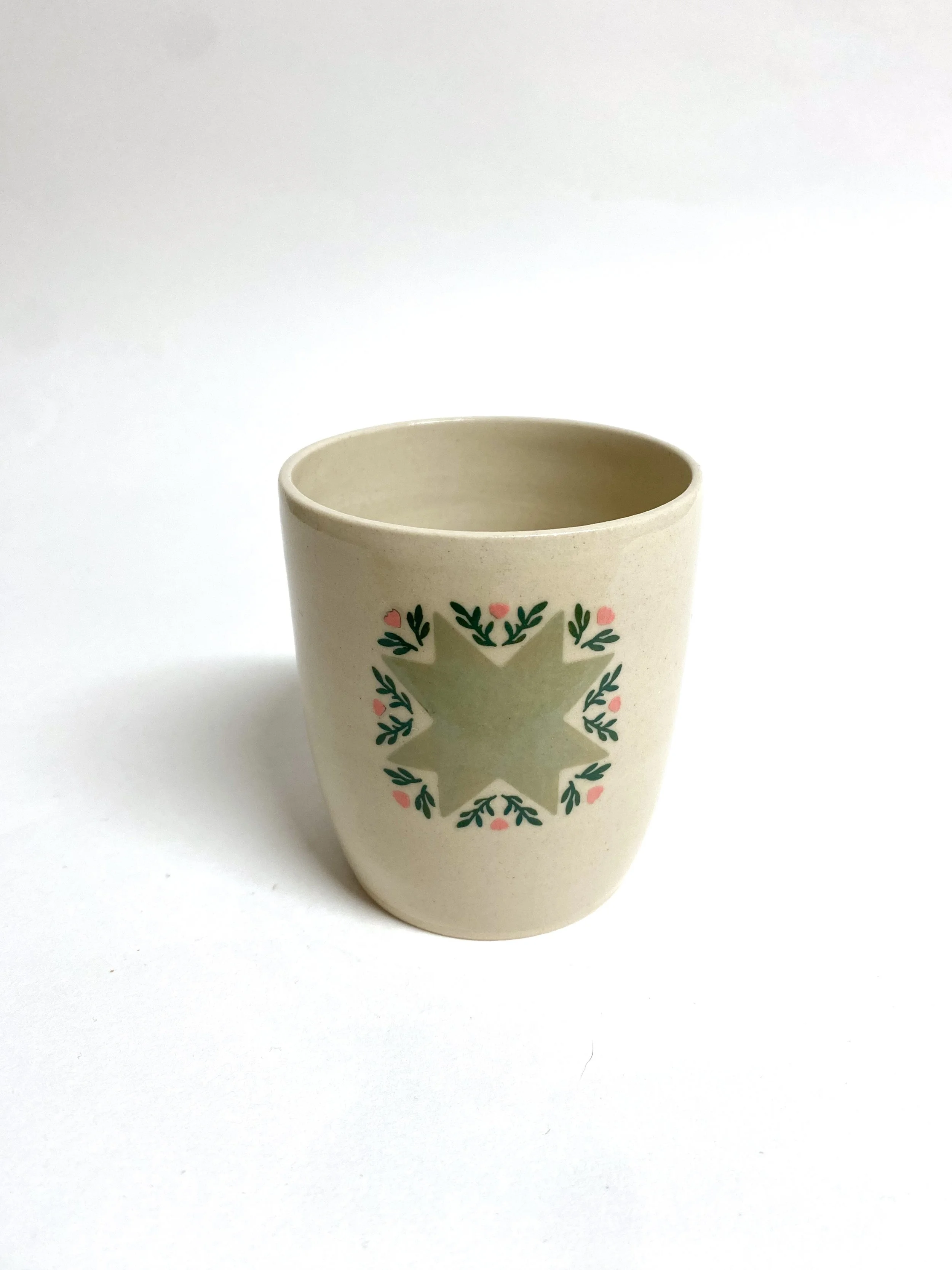Small Cup - Green Quilt Star