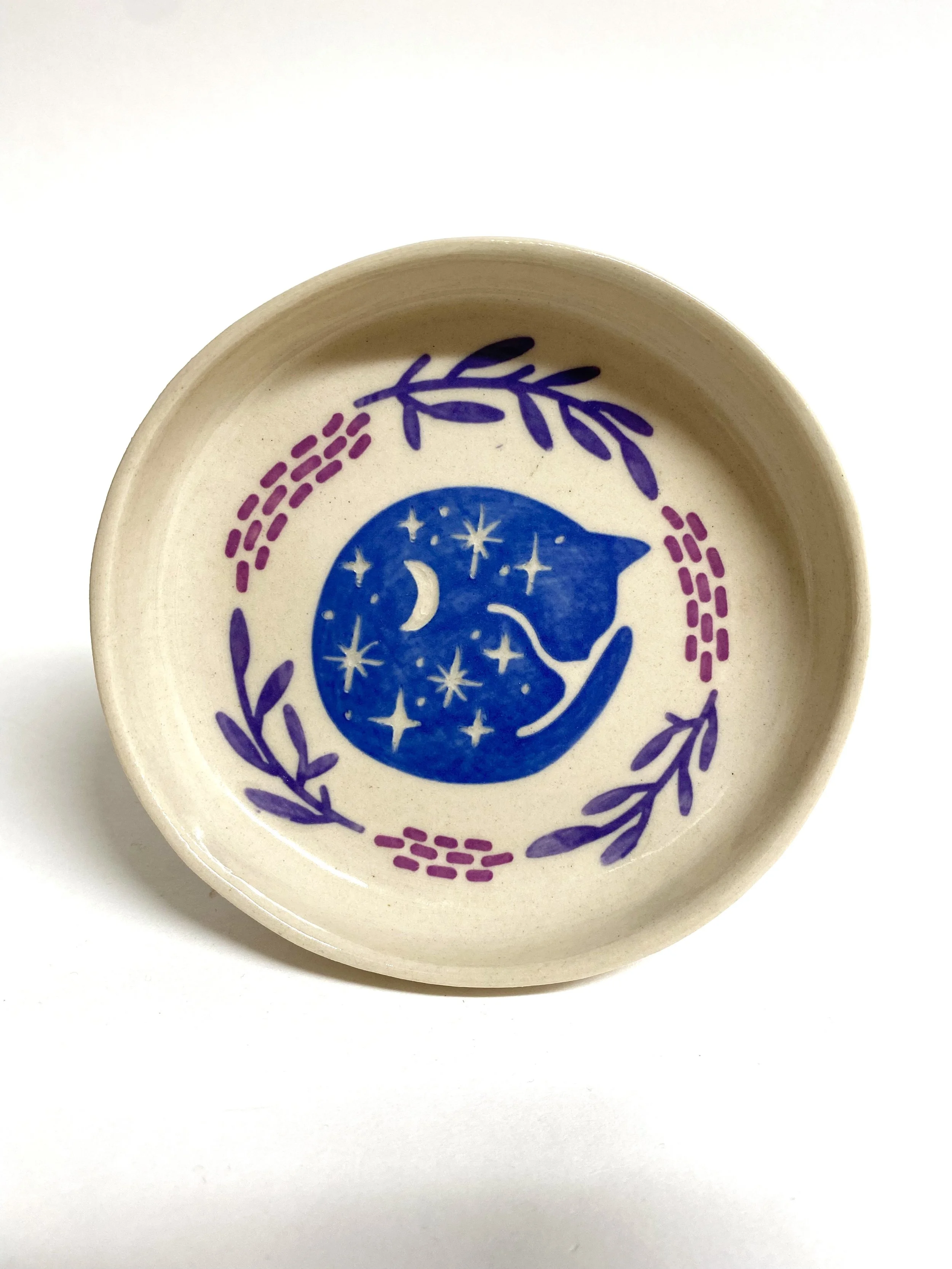 Small Dish - Celestial Cat in Purple