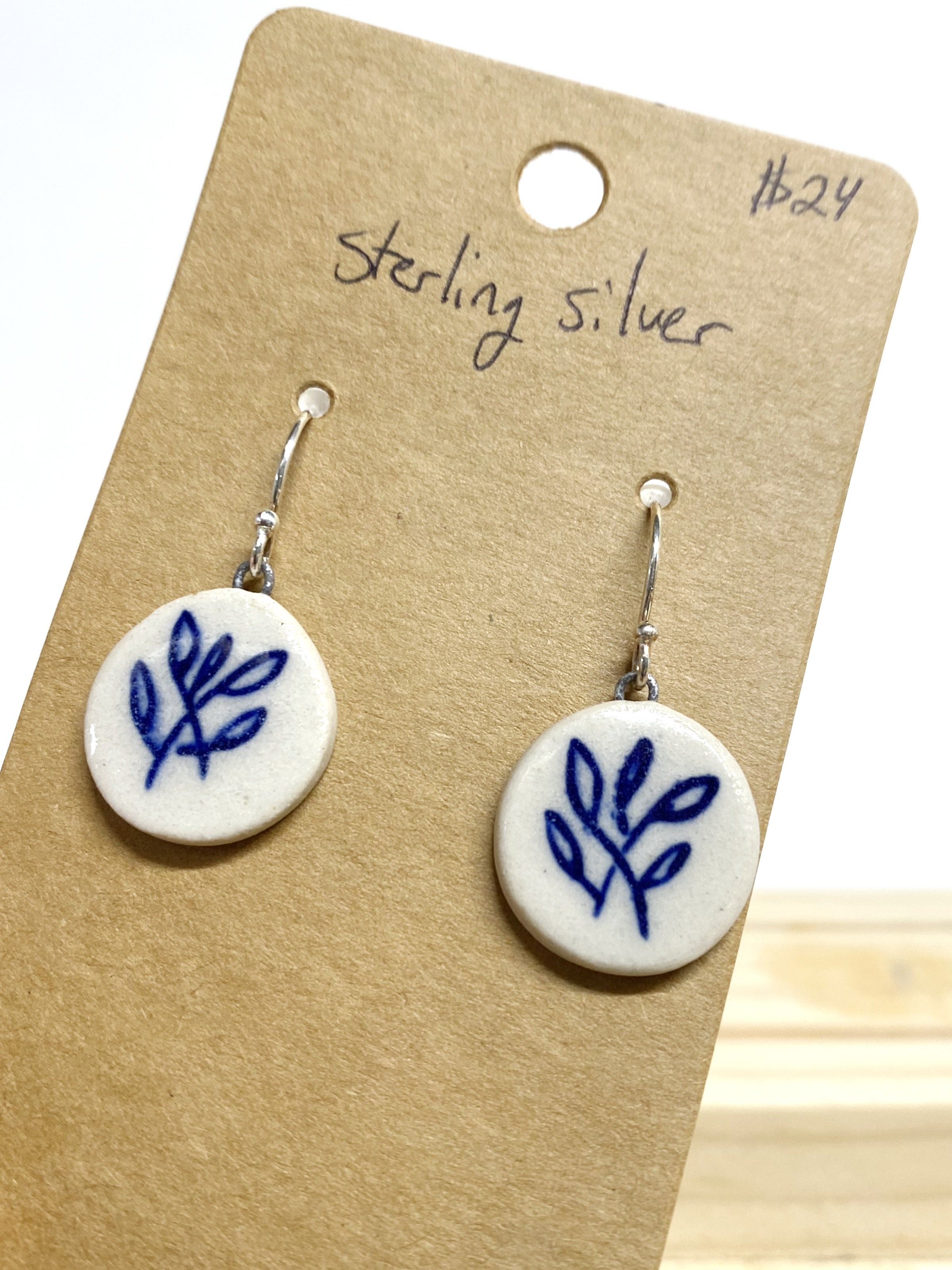 Small Earrings - Blue Leaves