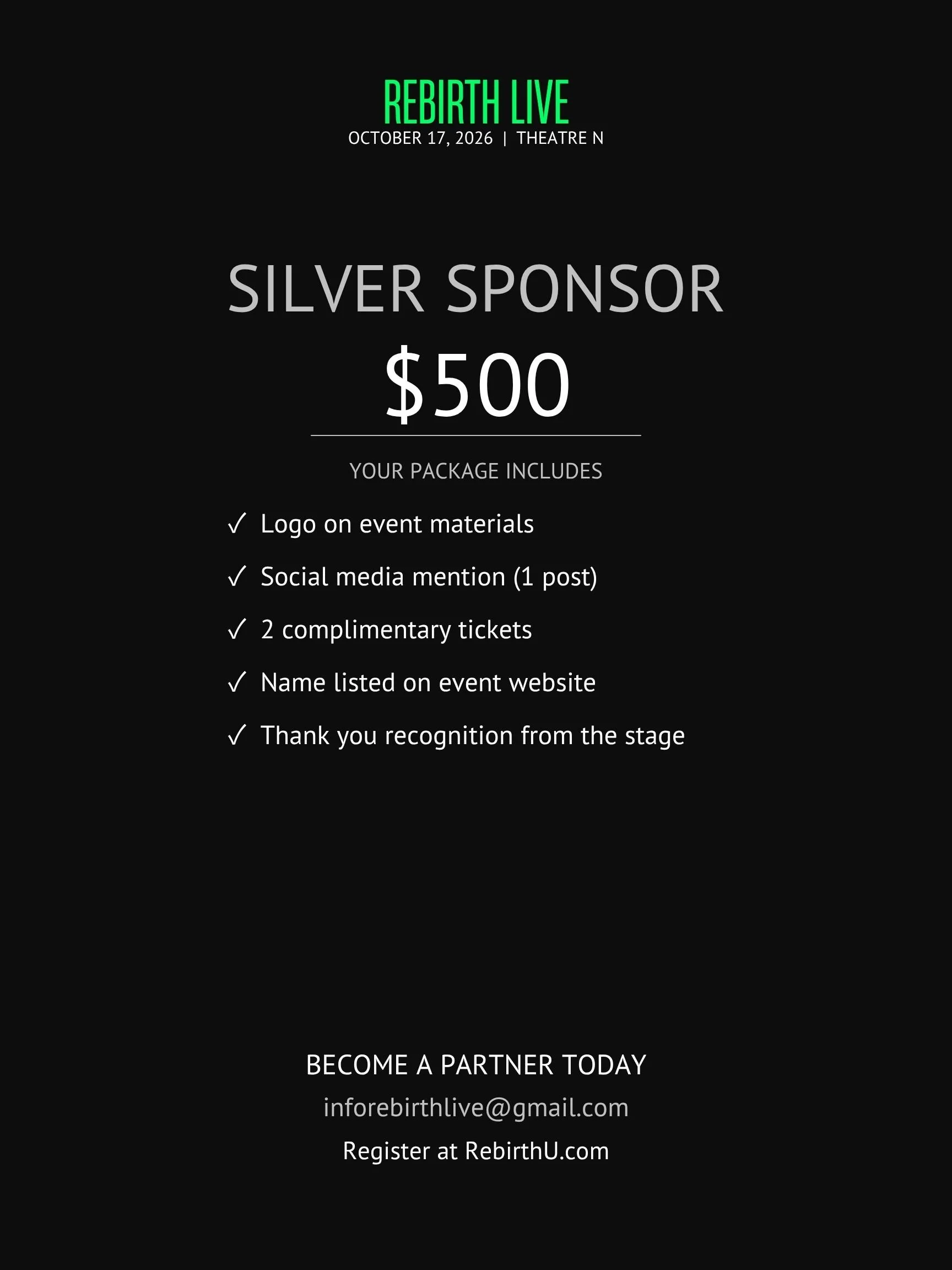 Rebirth LIVE Sponsorship Silver