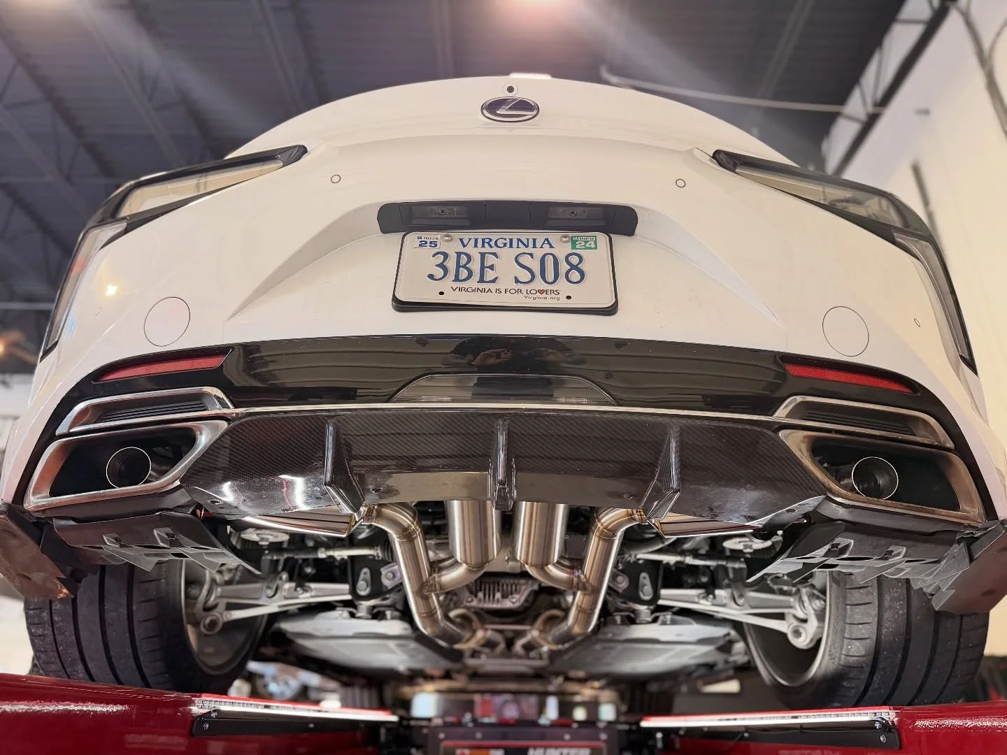 Custom in house made axle back exhaust for 24&rsquo; Lexus LC500. #rbr @redbeardracing_ #lexus #lexuslc500 #lc500