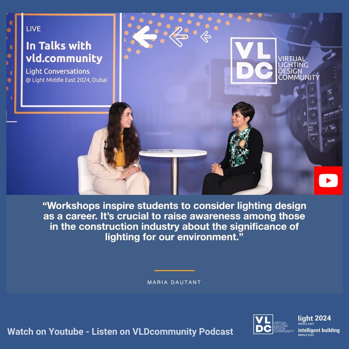 💎 The Virtual Lighting Design Community (VLD.community) is a proud community partner of the Light Middle East for 2024.
We hosted a series of interviews, insights, and discussions with key attendees and suppliers at the show at our booth!

We extend