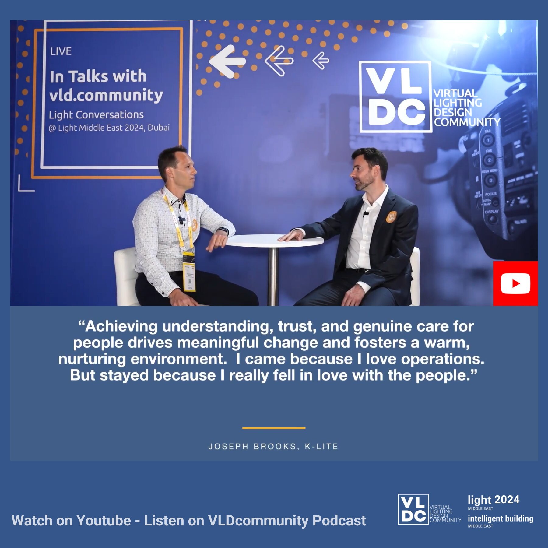 💎 The Virtual Lighting Design Community (VLD.community) is a proud community partner of the Light Middle East for 2024.
We hosted a series of interviews, insights, and discussions with key attendees and suppliers at the show at our booth!

A massive