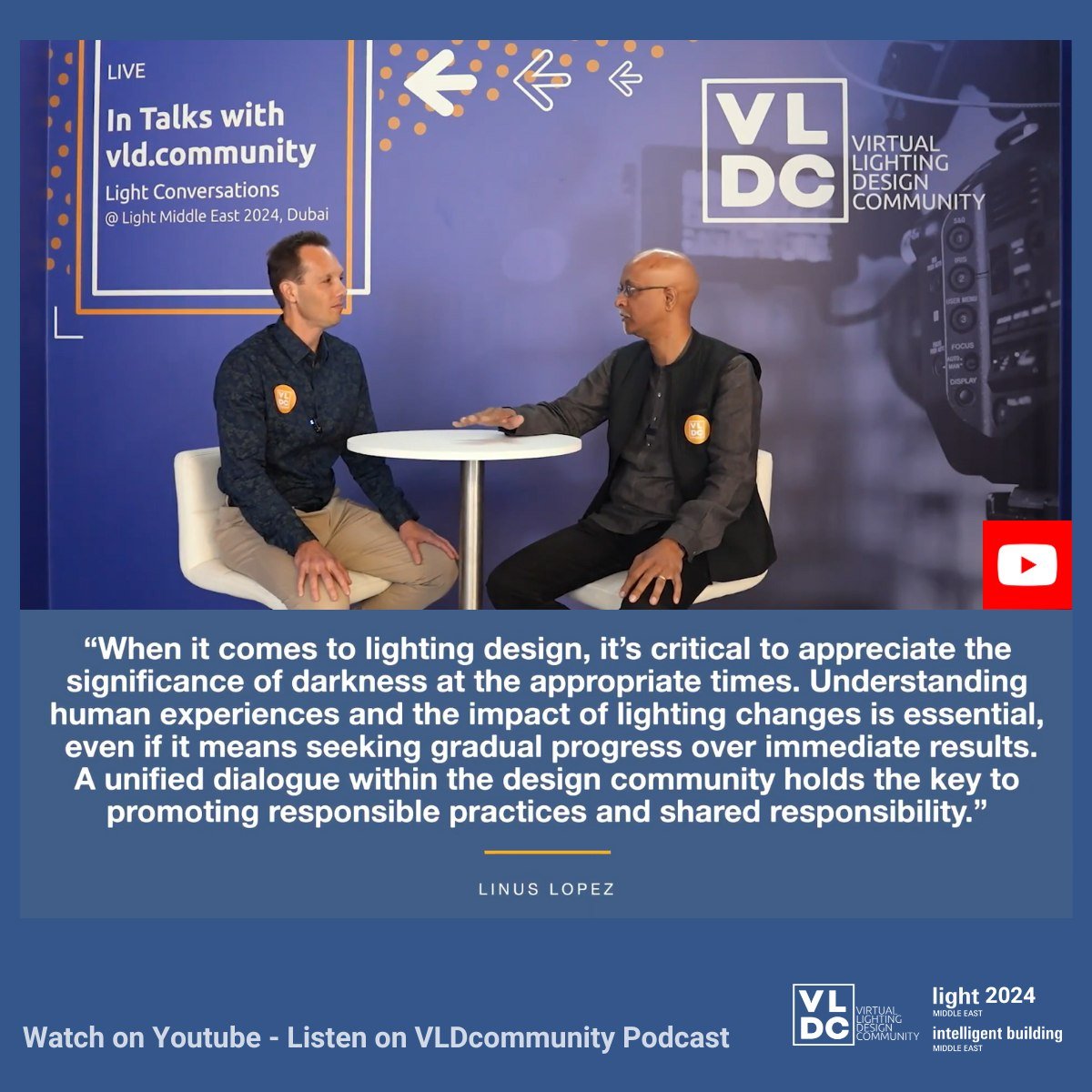 💎 The Virtual Lighting Design Community (VLD.community) was a proud community partner of the Light Middle East for 2024.

We hosted a series of interviews, insights, and discussions with key attendees and suppliers at the show at our booth!

A massi